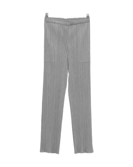 Pleats Please Issey Miyake Gray Pleated-Design Cropped Trousers