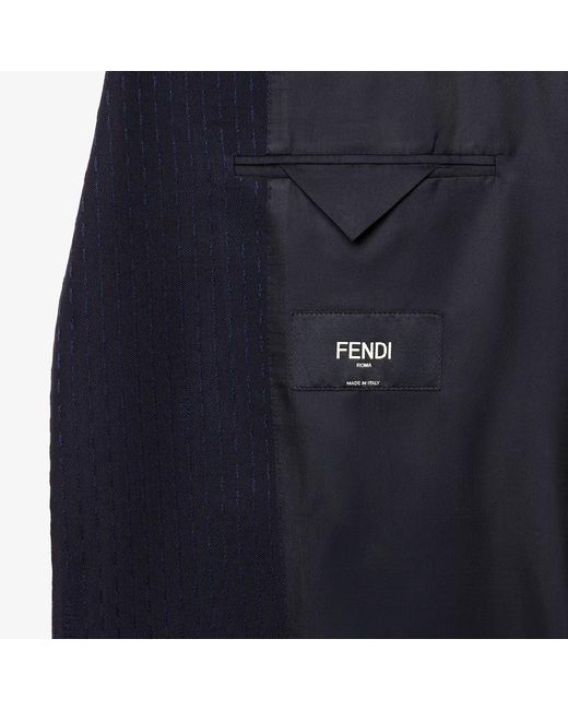 Fendi Blue Single-Breasted Textured Blazer for men