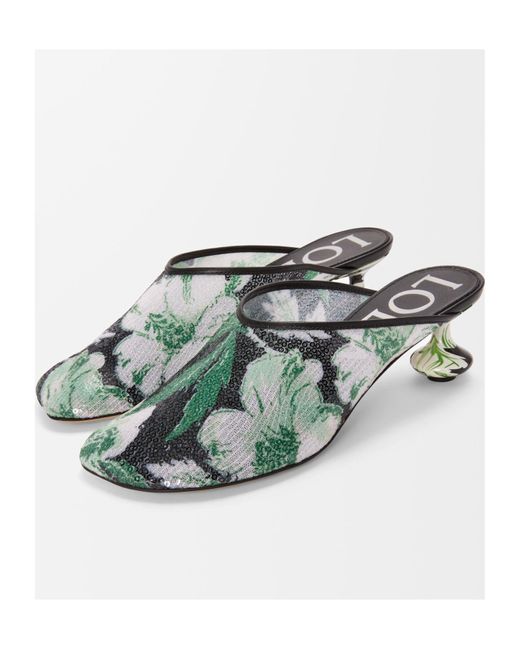 Loewe Green Toy Sequin Mules