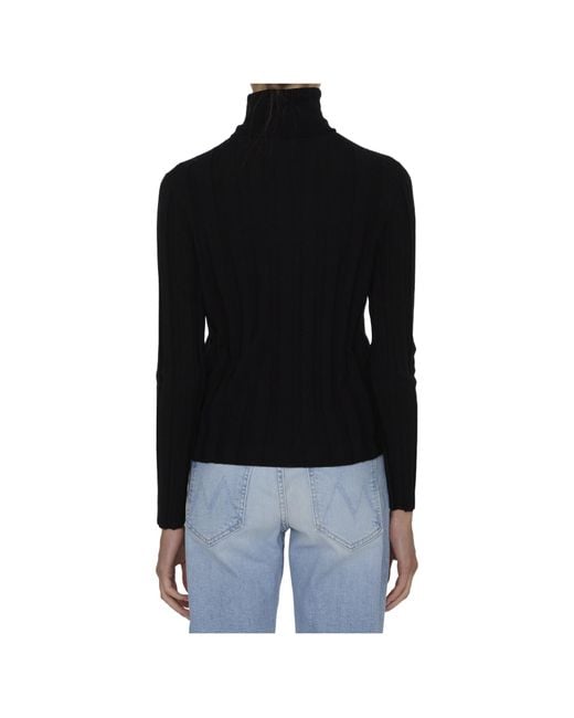 Allude Black Ribbed Turtleneck Knitwear