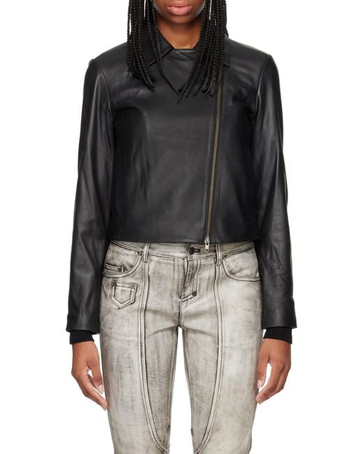 Vince Black Long-Sleeved Leather Jacket