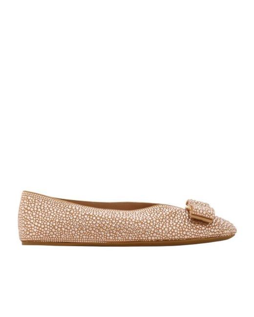 Ferragamo Natural Vara Bow Ballet Flats