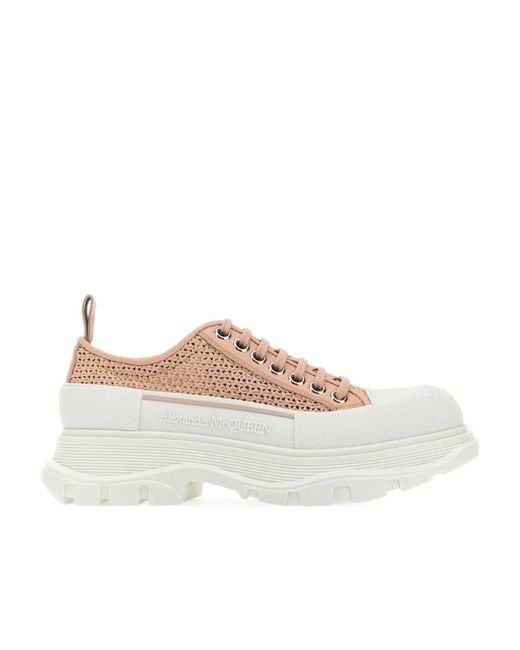 McQueen White Oversized Woven Lace-Up Sneakers
