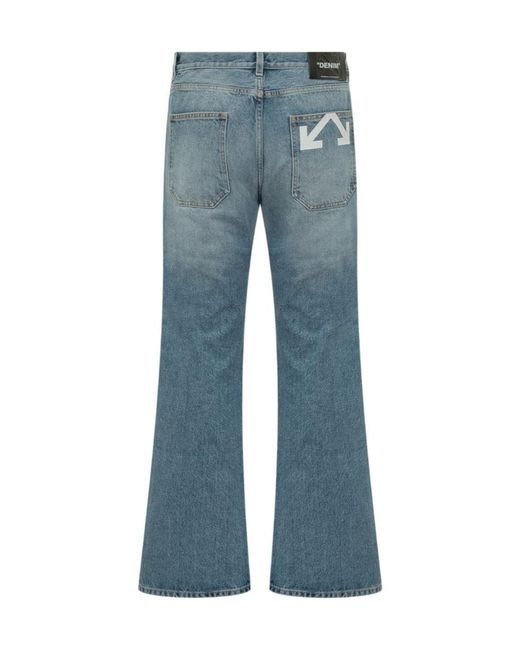 Off-White c/o Virgil Abloh Blue Logo Printed Straight Leg Jeans for men