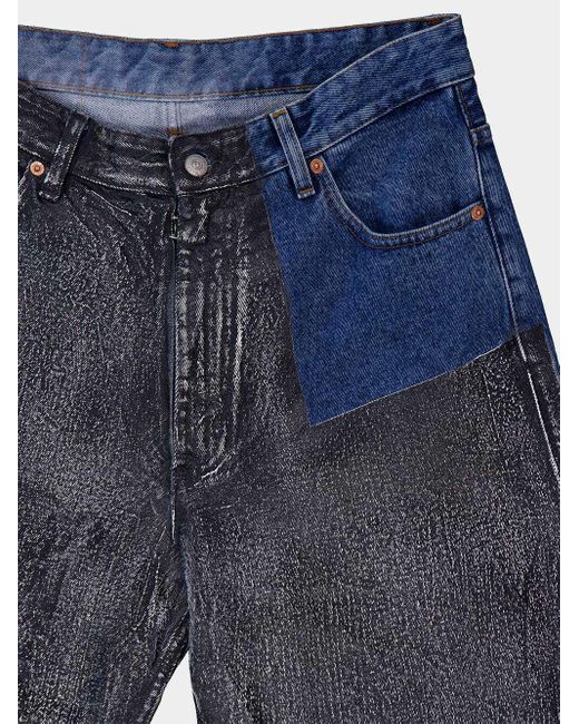 MM6 by Maison Margiela Blue Logo-Patch Panelled Straight-Leg Jeans