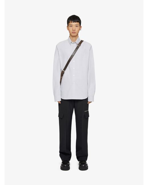 Givenchy White 4G Embroidered Long-Sleeved Shirt for men