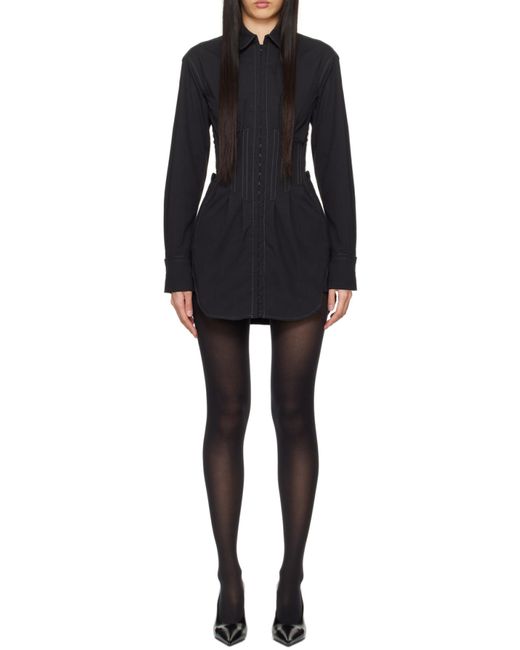 Dion Lee Black Corset-Style Poplin Shirtdress