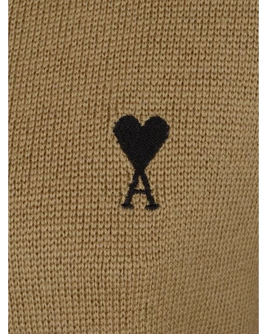 AMI Natural Ami De Coeur Knitted Cardigan