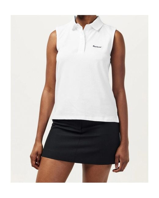 Barbour White Bowford Sleeveless Polo Shirt
