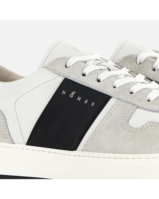 Hogan White H668 Logo Printed Lace-Up Sneakers for men