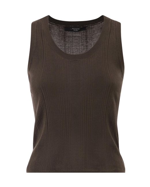 Weekend by Maxmara Black Wkdcose Ribbed Knitted Top