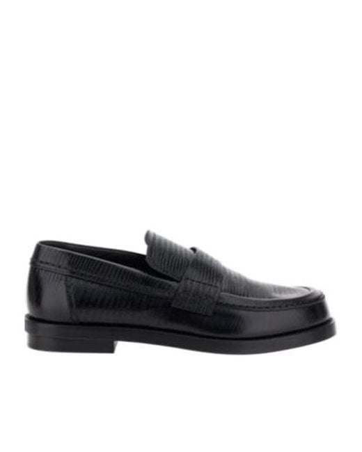 McQueen Black Embossed Slip-On Loafers for men