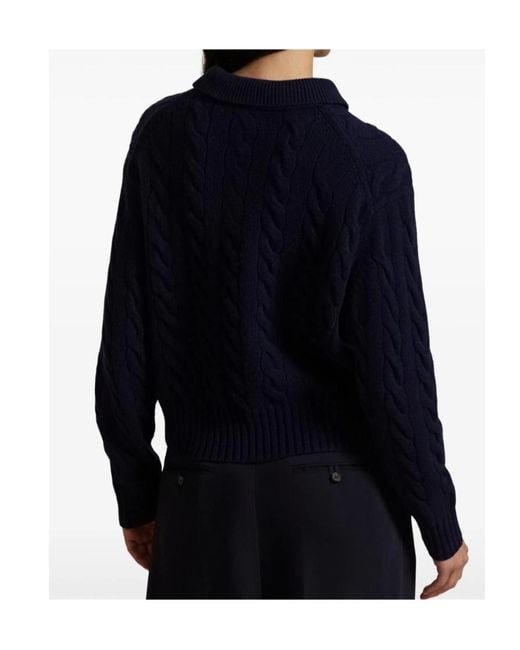 Polo Ralph Lauren Blue Cable-Knit Polo Sweater