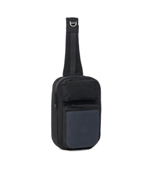 Stone Island Black Logo Patch Backpack for men