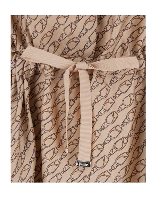 Herno Natural Satin Printed Dress