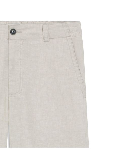 Boss White Straight Leg Linen Trousers for men