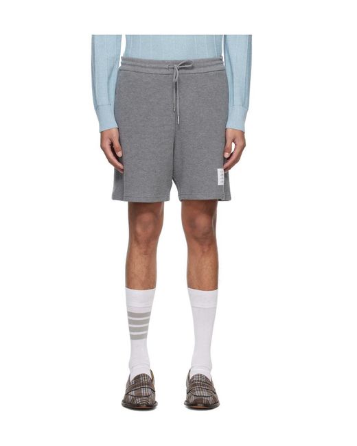 Thom Browne Black Logo Patch Drawstring Shorts for men