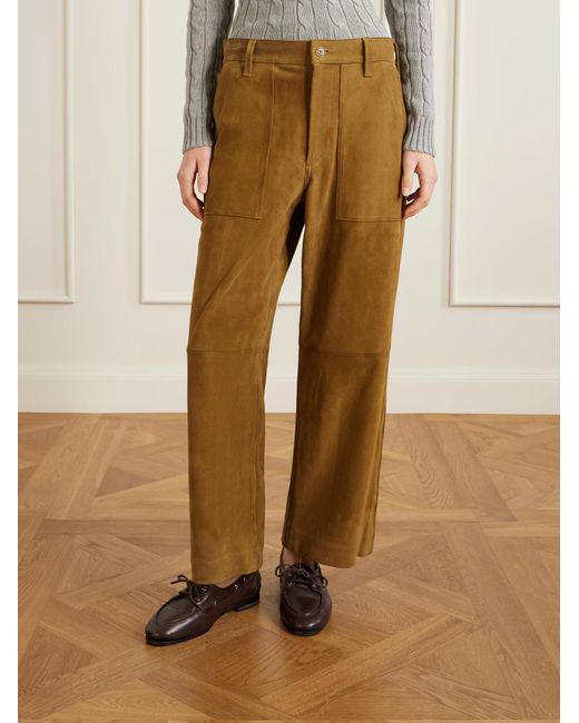 Polo Ralph Lauren Natural Suede Straight-Leg Pants