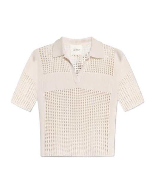 Lisa Yang White Lei Open-Knit Cashmere Top