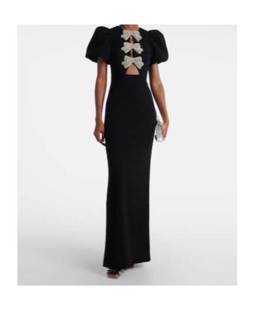 Rebecca Vallance Black Violetta Bow-Detail Gown