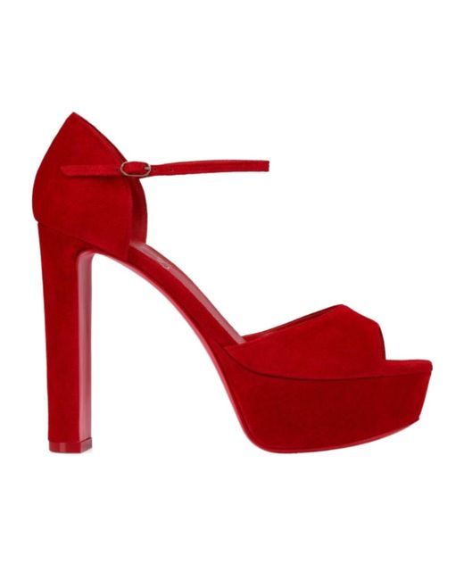 Christian Louboutin Red Platform High-Heeled Sandals