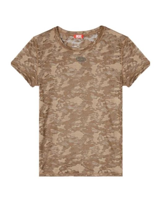 DIESEL Natural Kasia-Utlt Short Sleeved Lace Top