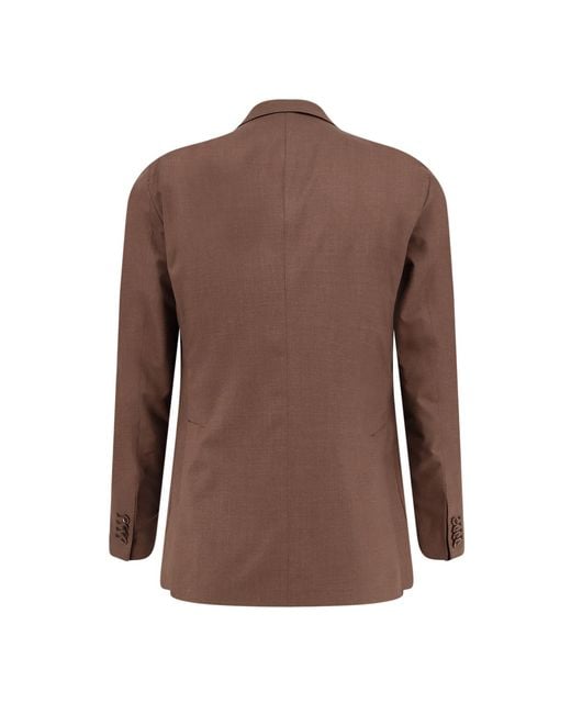 Tagliatore Brown Double-Breasted Peak-Lapel Suit for men