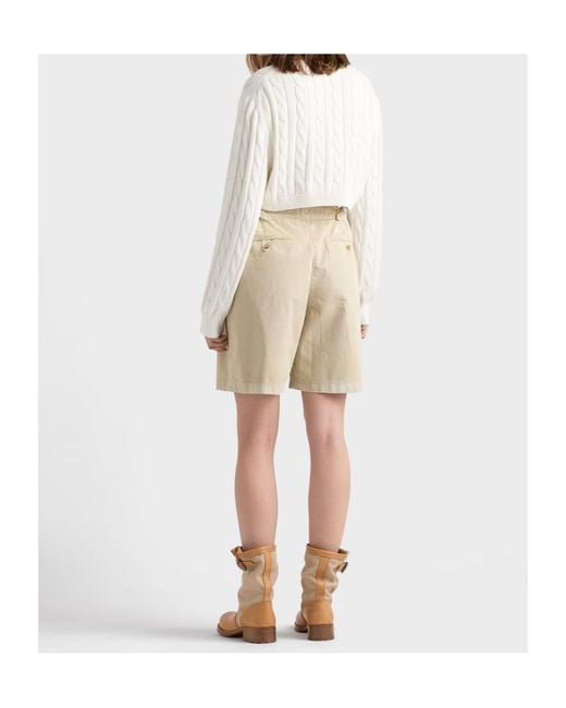 Prada White Scollo V Cropped Cable-Knit Sweater