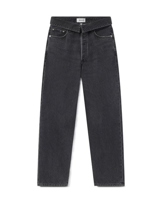 Agolde Blue Echo High-Rise Tapered-Leg Jeans