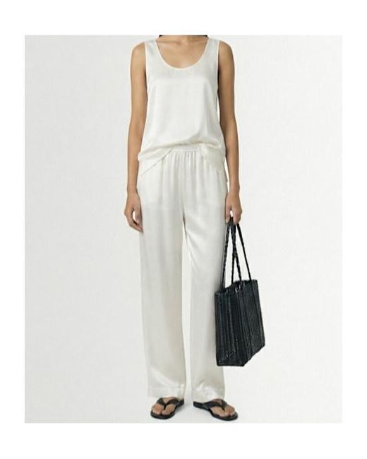 Fabiana Filippi White Satin Wide-Leg Pants