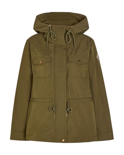 Moncler Green Waxed Poplin Parka Jacket
