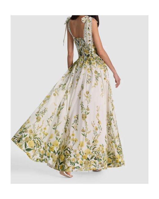 Alice + Olivia White Alice Olivia Haven Floral-Printed Maxi Dress