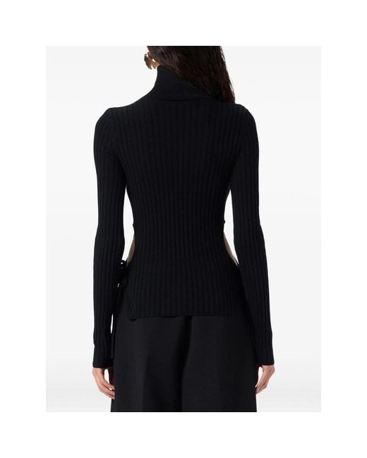 Blumarine Black Turtleneck Cut-Out Top