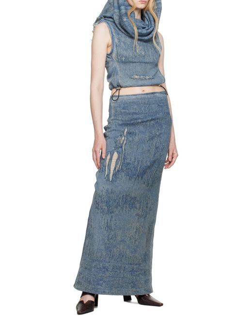 DIESEL Black De-Megan-Fsg Distressed Denim Skirt