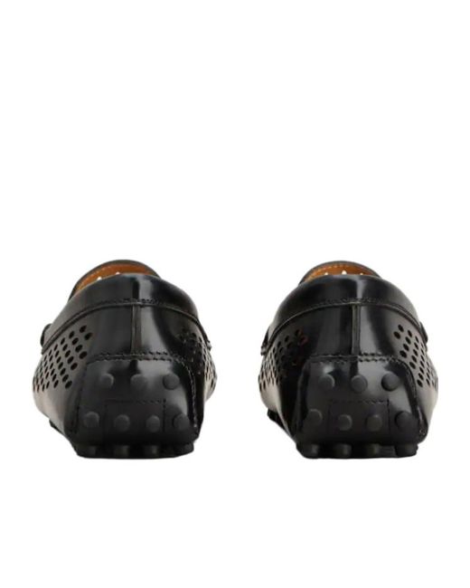 Tod's Black Perforated Loafers