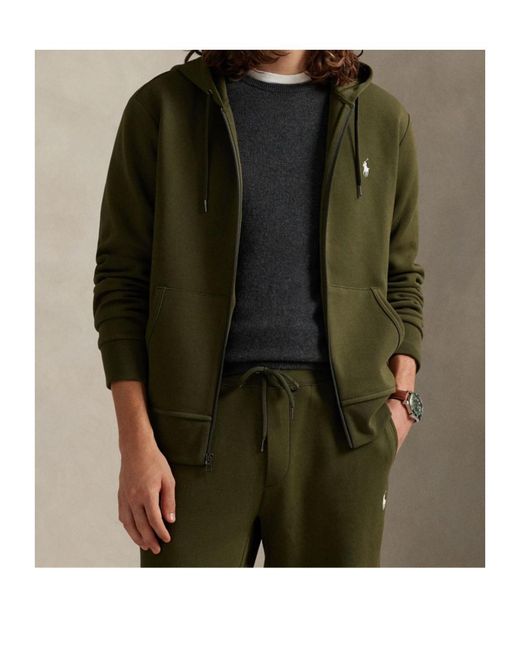 Polo Ralph Lauren Green Technical Full Zip Logo Hoodie for men