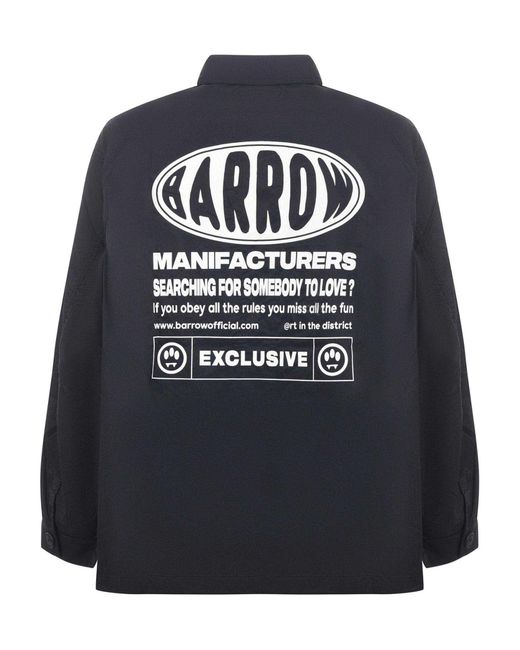 Barrow Blue Logo Printed Button-Up Shirt Jacket for men