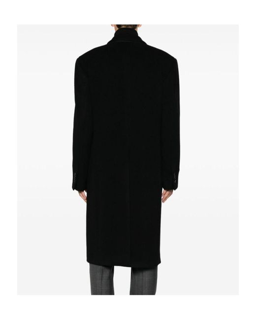 Lardini Black Double-Breasted Peaked-Lapel Coat for men