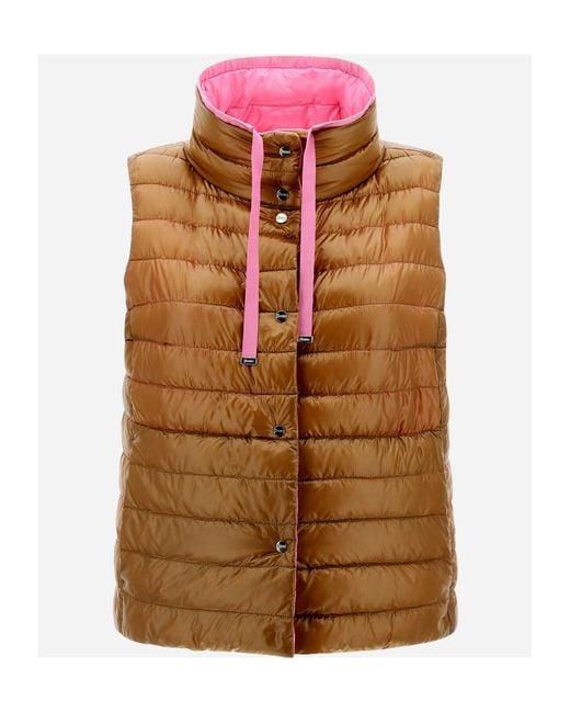 Herno Pink High-Neck Drawstring Reversible Padded Gilet