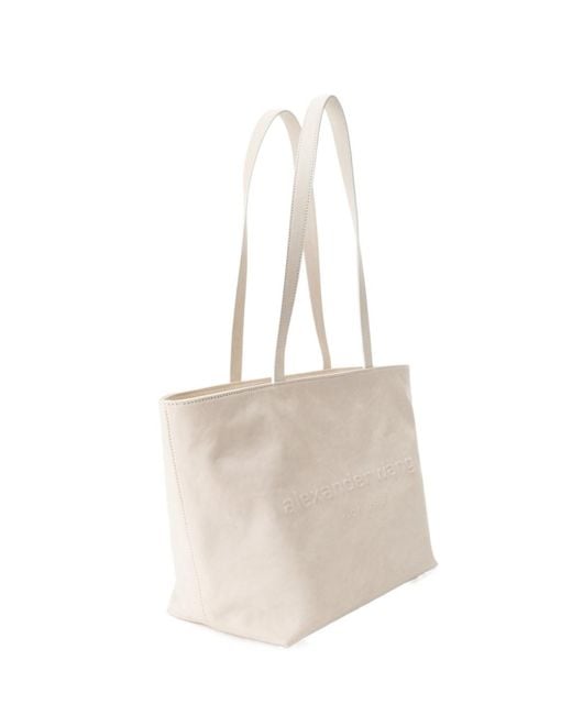 Alexander Wang White Logo-Embossed Medium Tote Bag