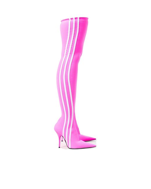Balenciaga Pink Over The Knee Boots