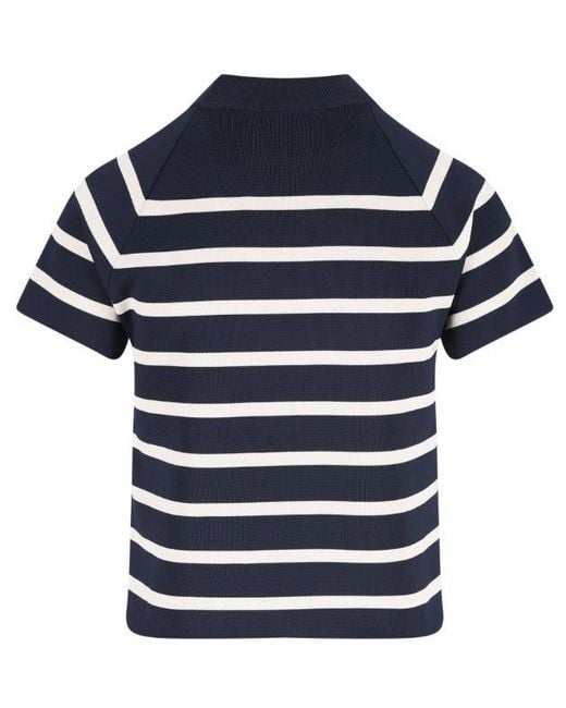 Miu Miu Blue Stripe Short-Sleeve Sweater