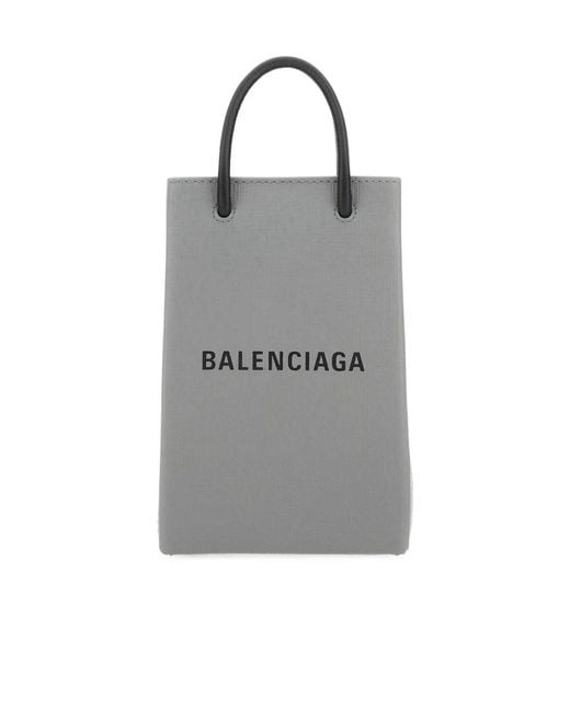 Balenciaga Gray Logo Printed Phone Holder