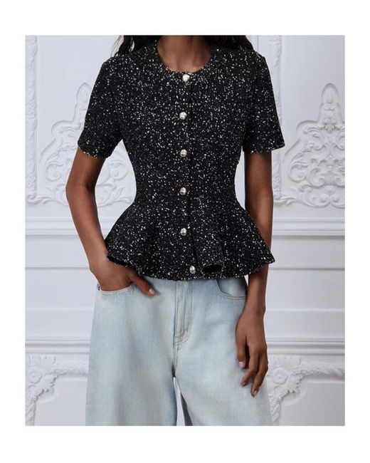 Dior Black Short-Sleeved Peplum Cardigan