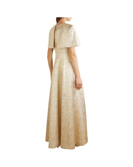 Emilia Wickstead Natural Lucretia Metallic Jacquard Gown