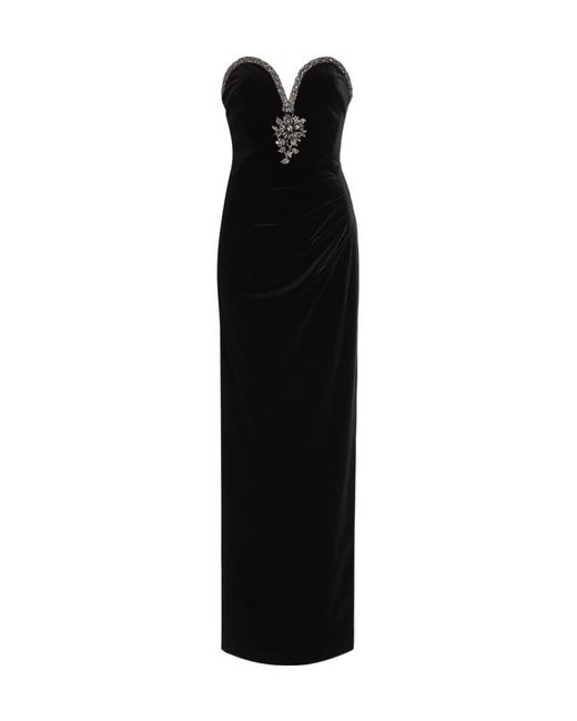Self-Portrait Black Embellished Velvet Gown