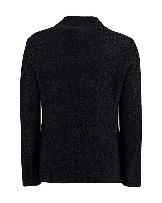 Giorgio Armani Blue Chevron-Jacquard Single-Breasted Blazer for men