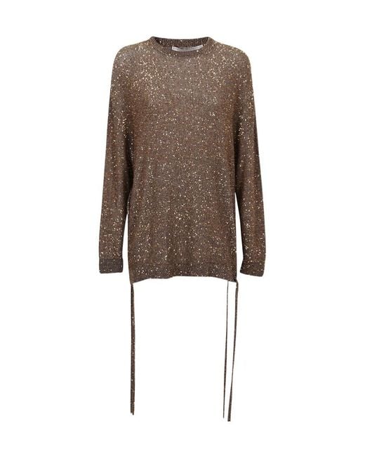 Stella McCartney Brown Sequinned Long-Sleeved Jumper