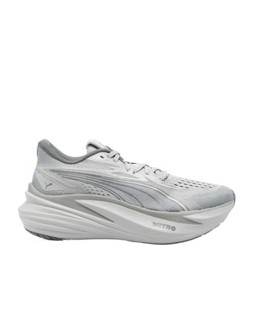 PUMA Gray Magmax Nitro 2 Perforated Lace-Up Sneakers