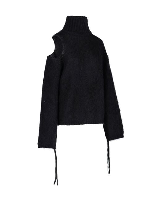 ANDREADAMO Black Cut-Out Roll-Neck Jumper
